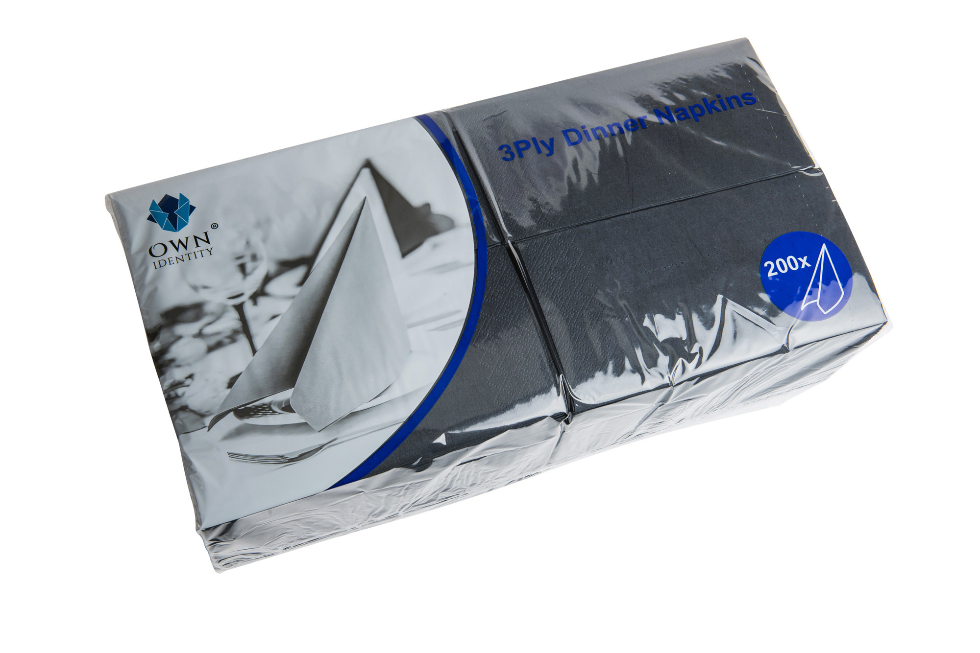 40cm X 40cm 3ply 8 Fold Black Napkins