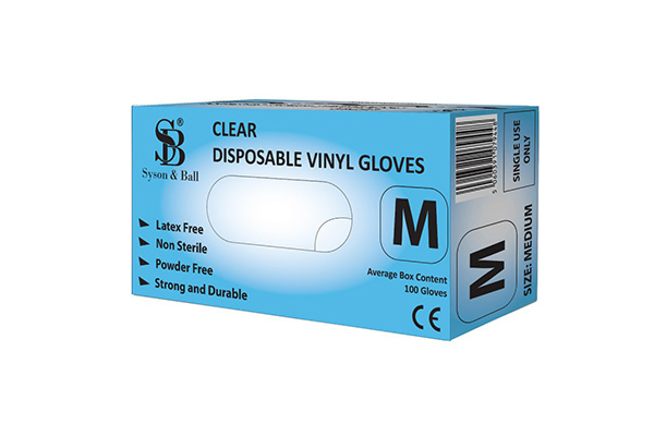 Medium clear powder free vinyl gloves