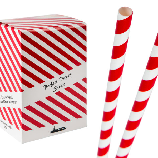 10mm x 9inch red & white smoothie straws