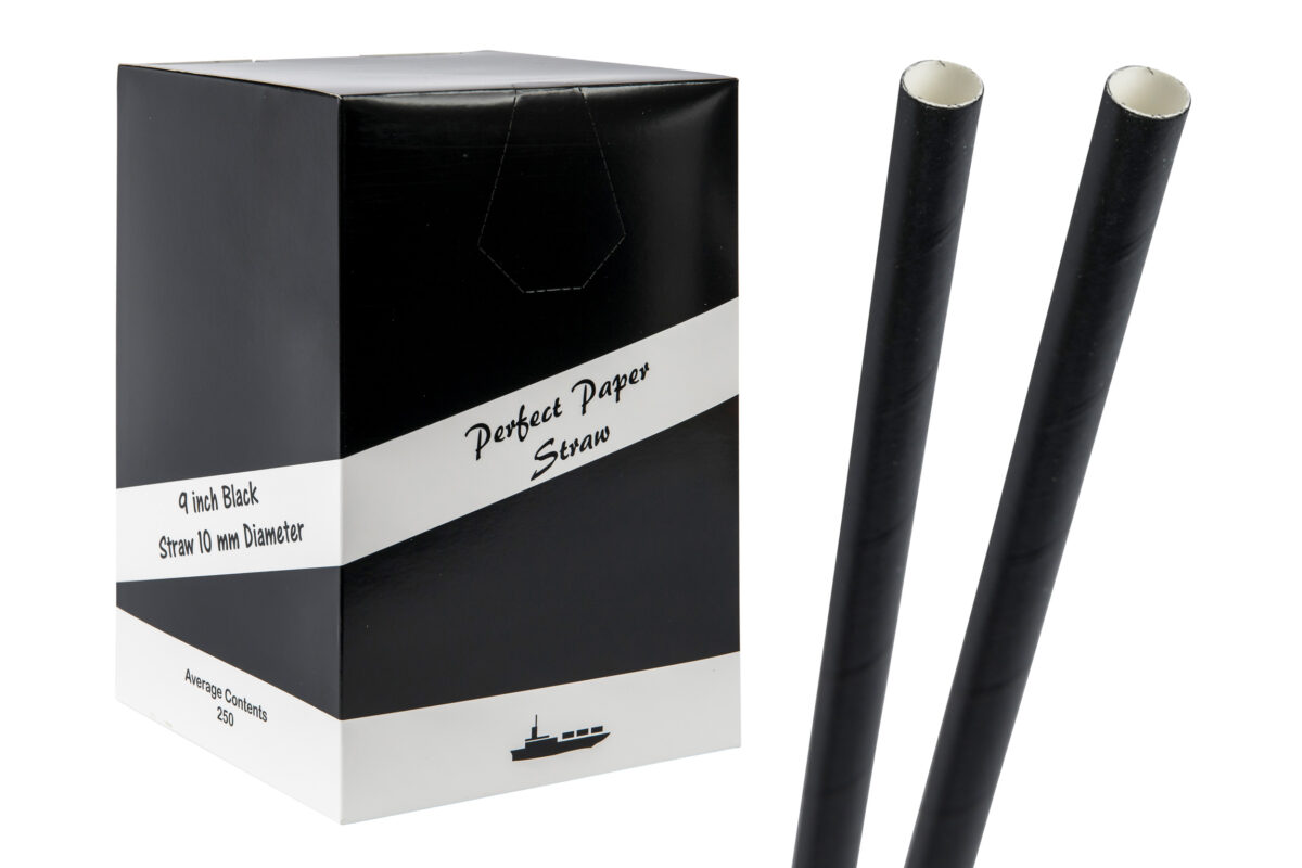 10mm x 9inch black smoothie straws