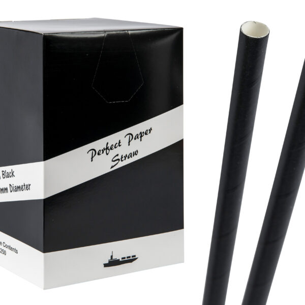 10mm x 9inch black smoothie straws