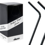 6mm x 8.25 inch black Bendy paper straws