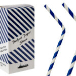 6mm x 8.25 inch dark blue & white Bendy paper straws