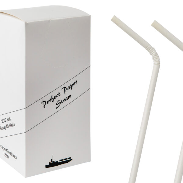 6mm x 8.25 inch white Bendy paper straws