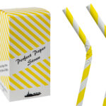 6mm x 8.25 inch yellow & white Bendy paper straws