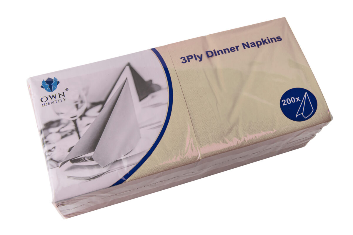 40cm X 40cm 3ply 4 Fold Natural Napkins