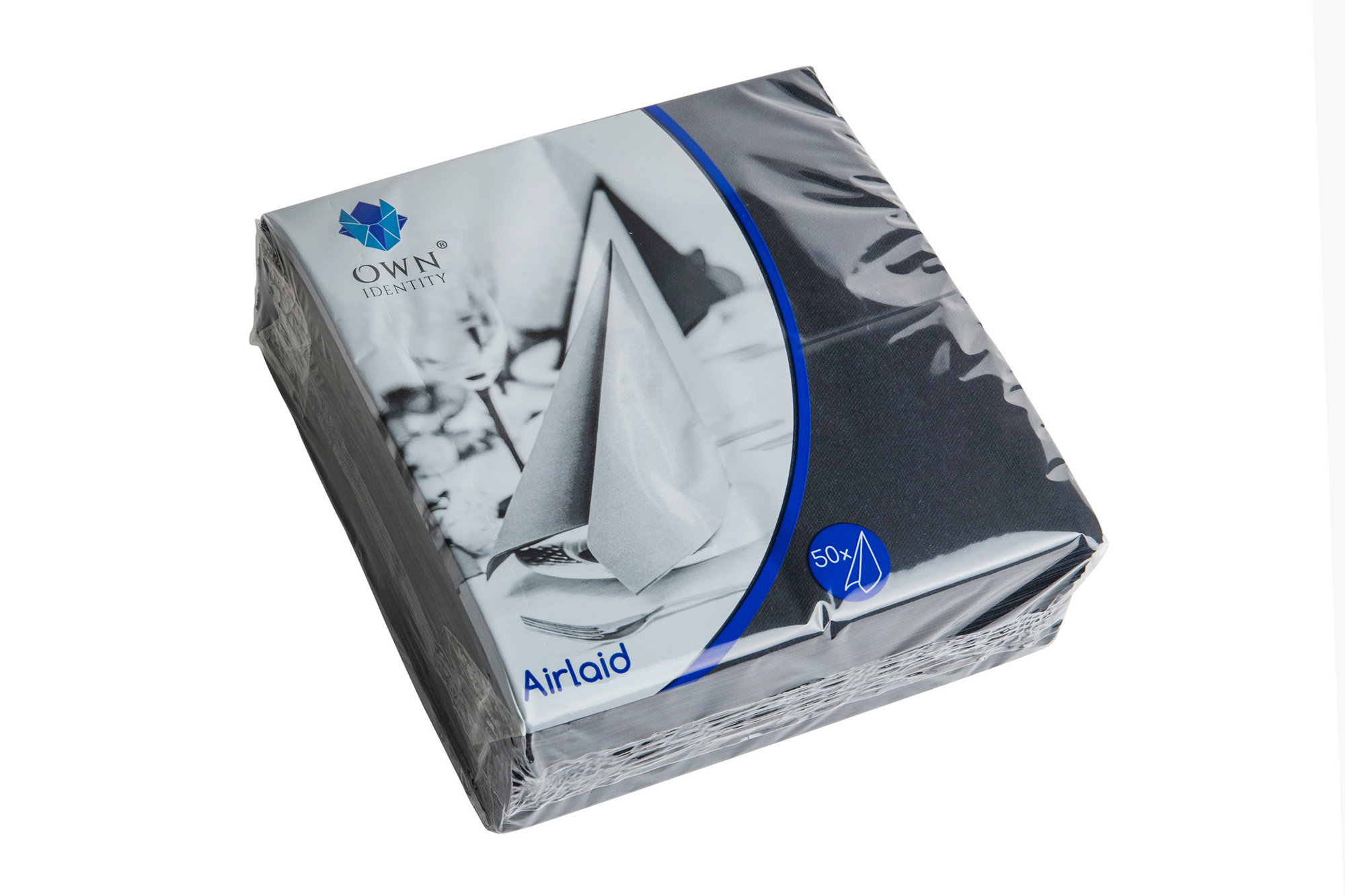 40cm Black 8 Fold Airlaid Napkins