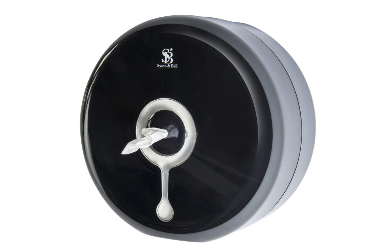 Black Plastic Centre Pull Toilet Roll Dispenser