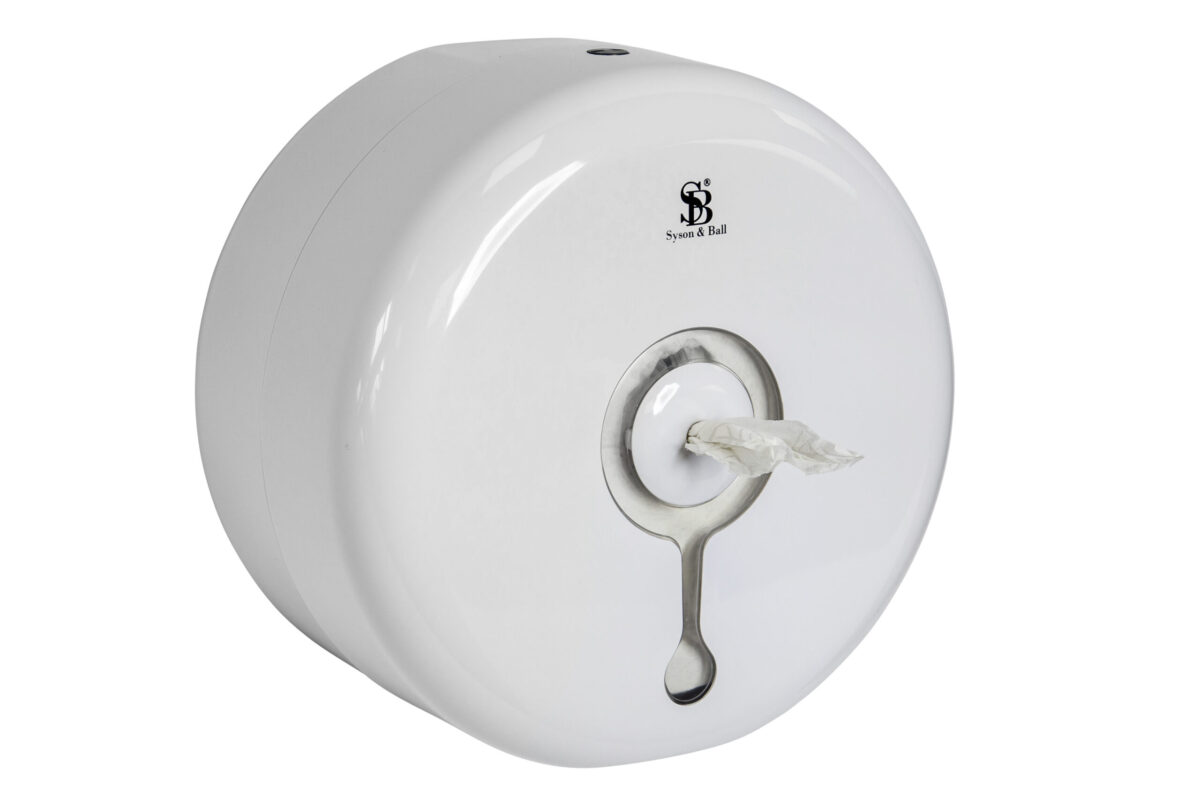 White Plastic Centre Pull Toilet Roll Dispenser