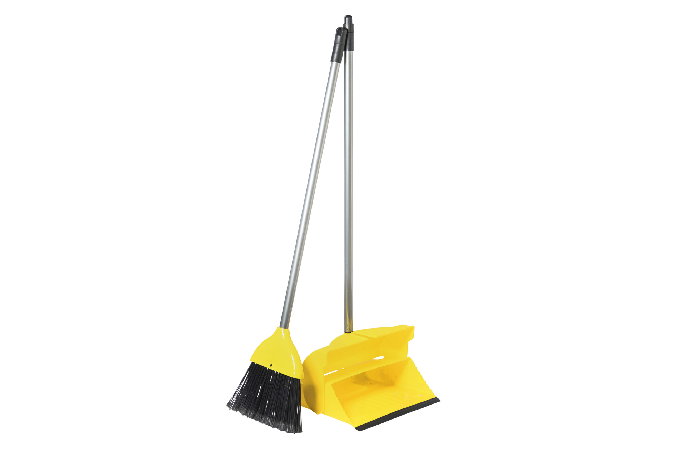 Sparkleit Yellow Long Handle Dust Pan & Brush Set With Clip