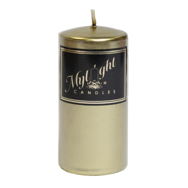 50mm x 100mm Metalic Gold Pillar Candles Retail Pack