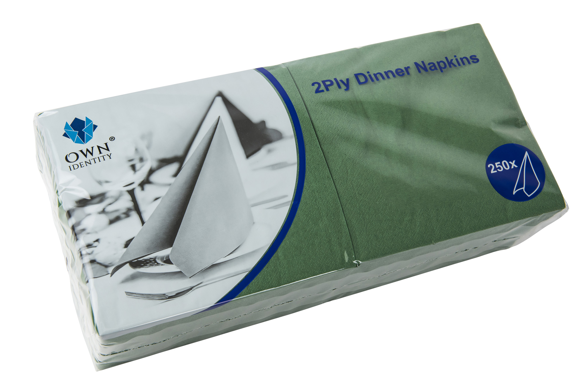 green2plydinnernapkins.jpg 40cm X 40cm 2ply 4 Fold Dark Green Napkins - Image 1