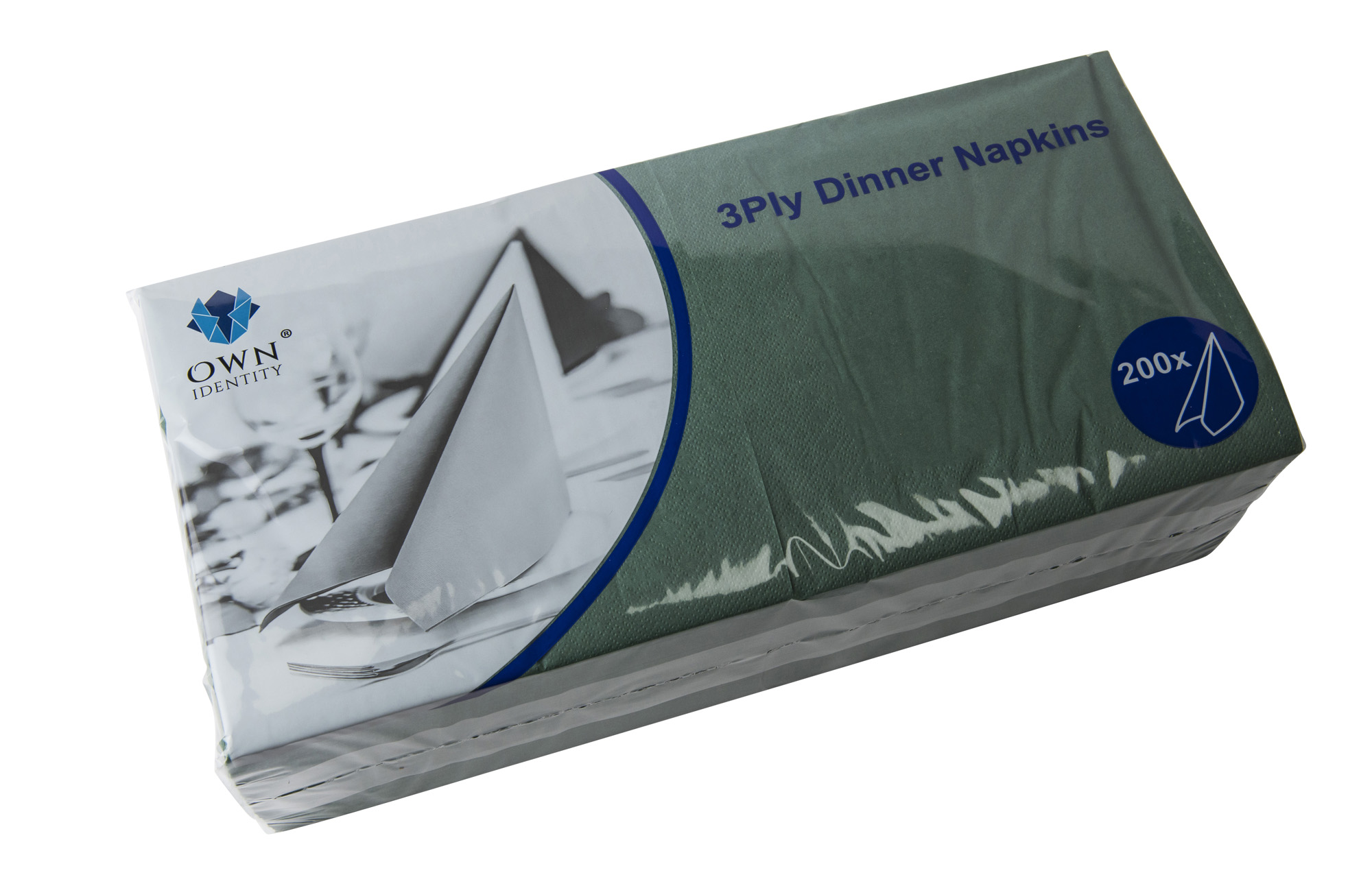40cm X 40cm 3ply 4 Fold Dark Green Napkins
