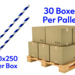 8INCH DARK BLUE & WHITE PAPER STRAWS 30x40x250s PALLET DEAL