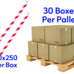 8INCH RED & WHITE PAPER STRAWS 30x40x250s PALLET DEAL